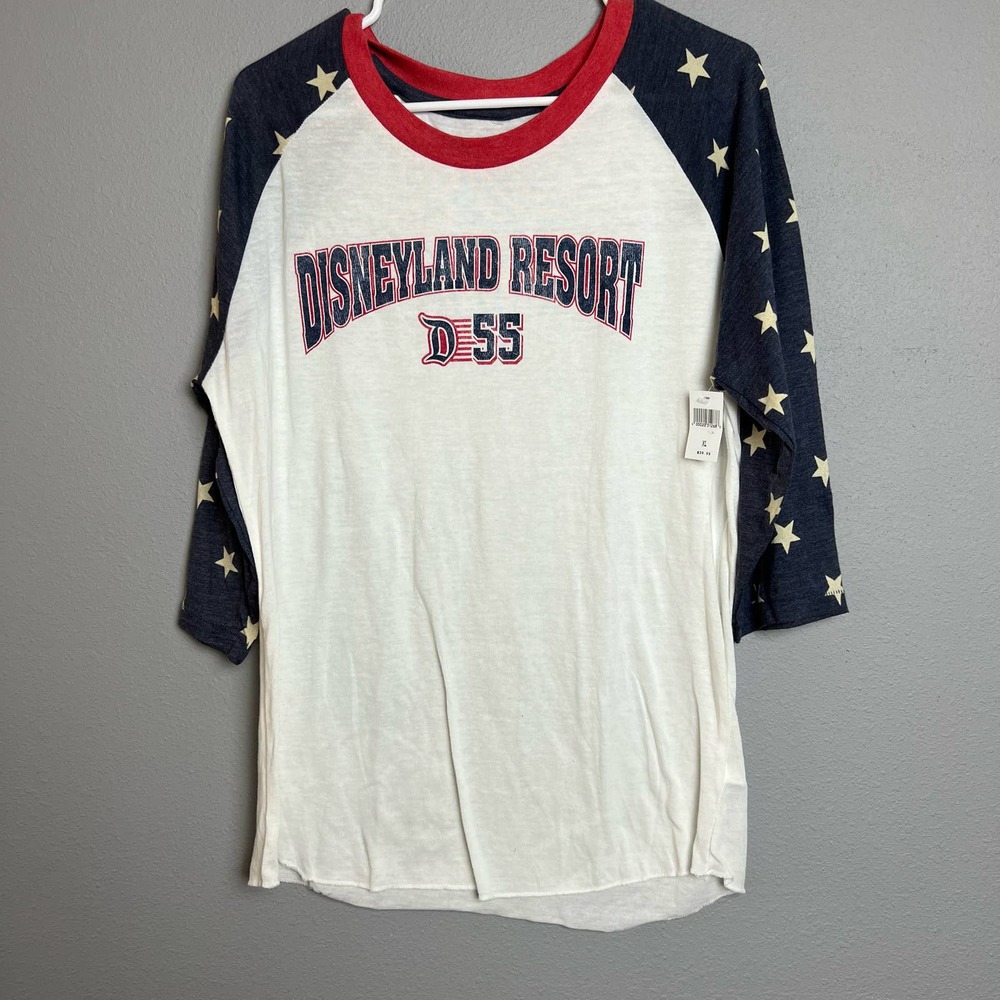 NWT Disney Land Resort baseball tshirt womens XL red white blue